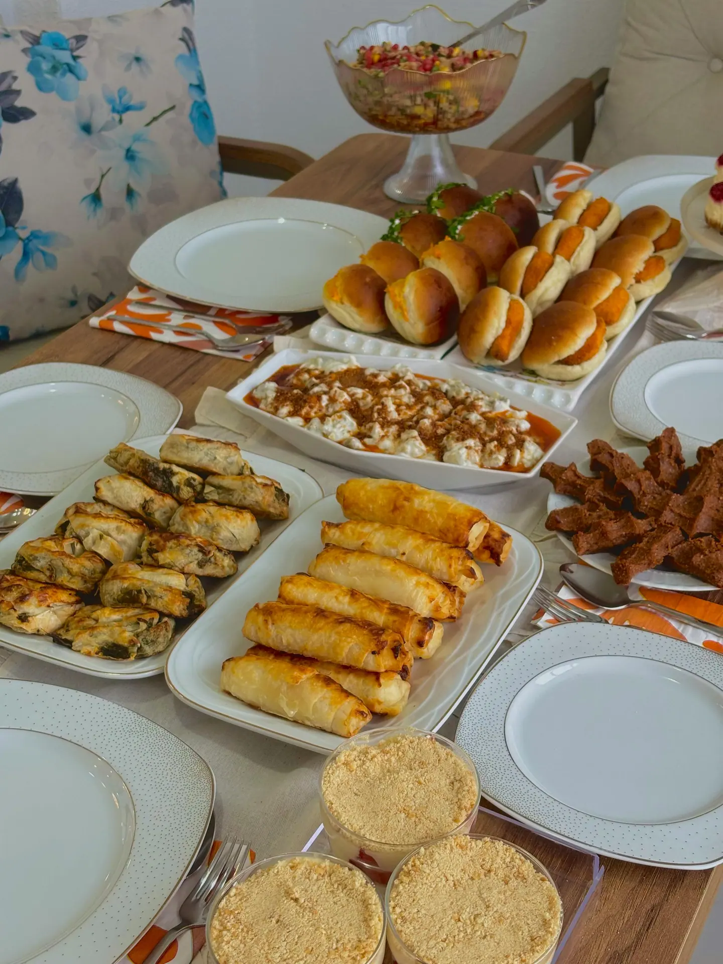 Pastries and appetizers prepared for service