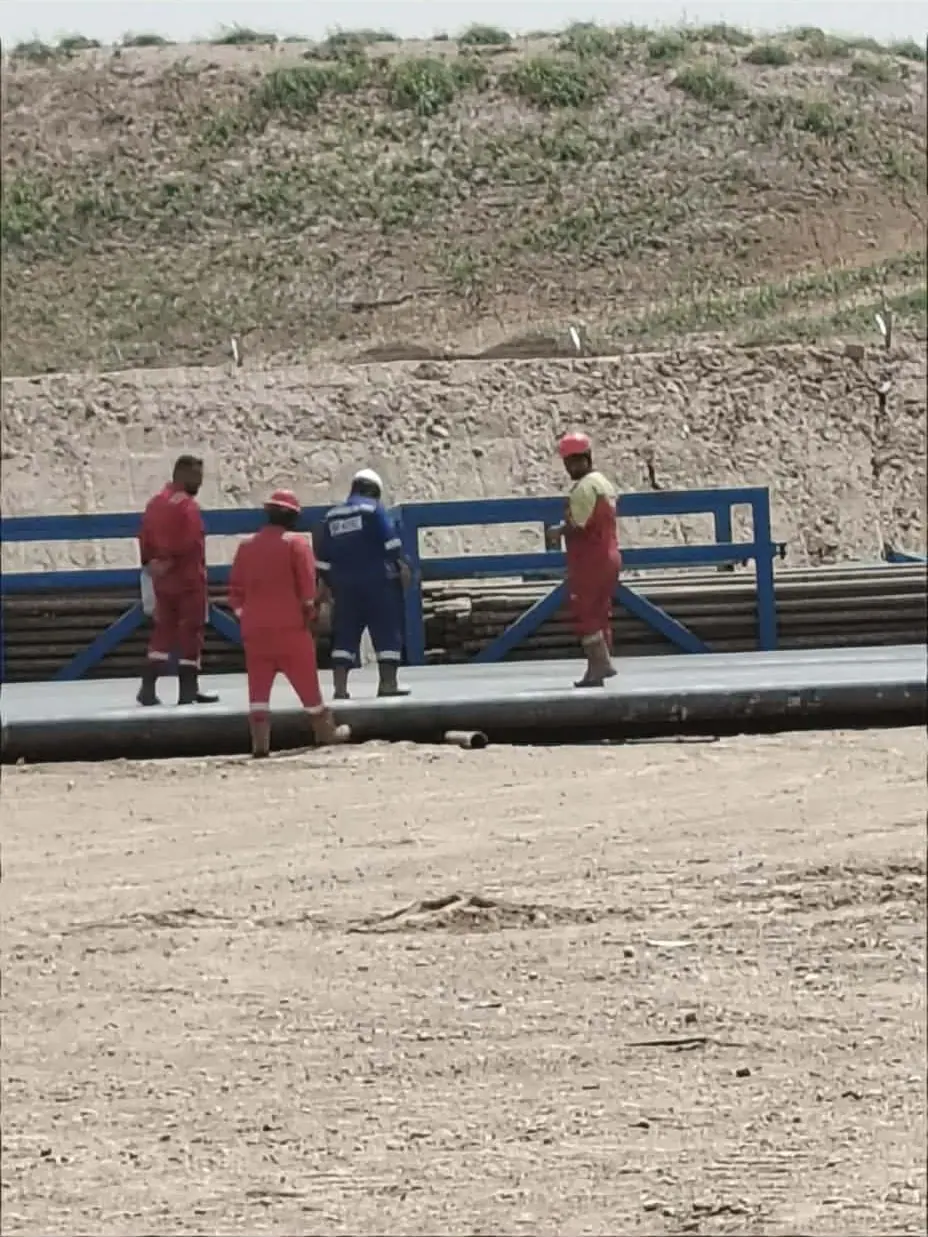 Casing section laid out on site