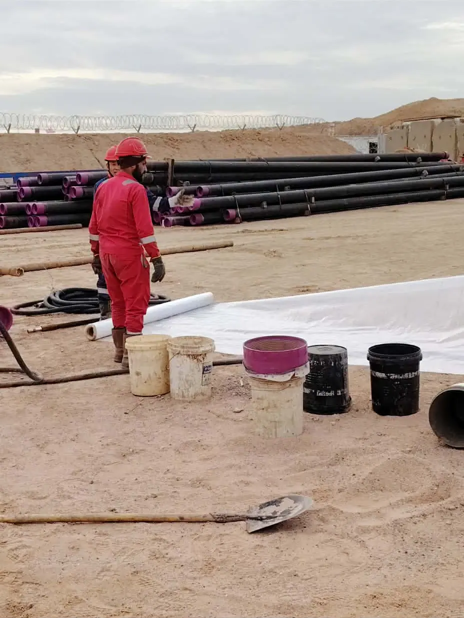 Crew preparing the casing surface